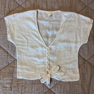 H&M White Linen Crop Top, Size 0